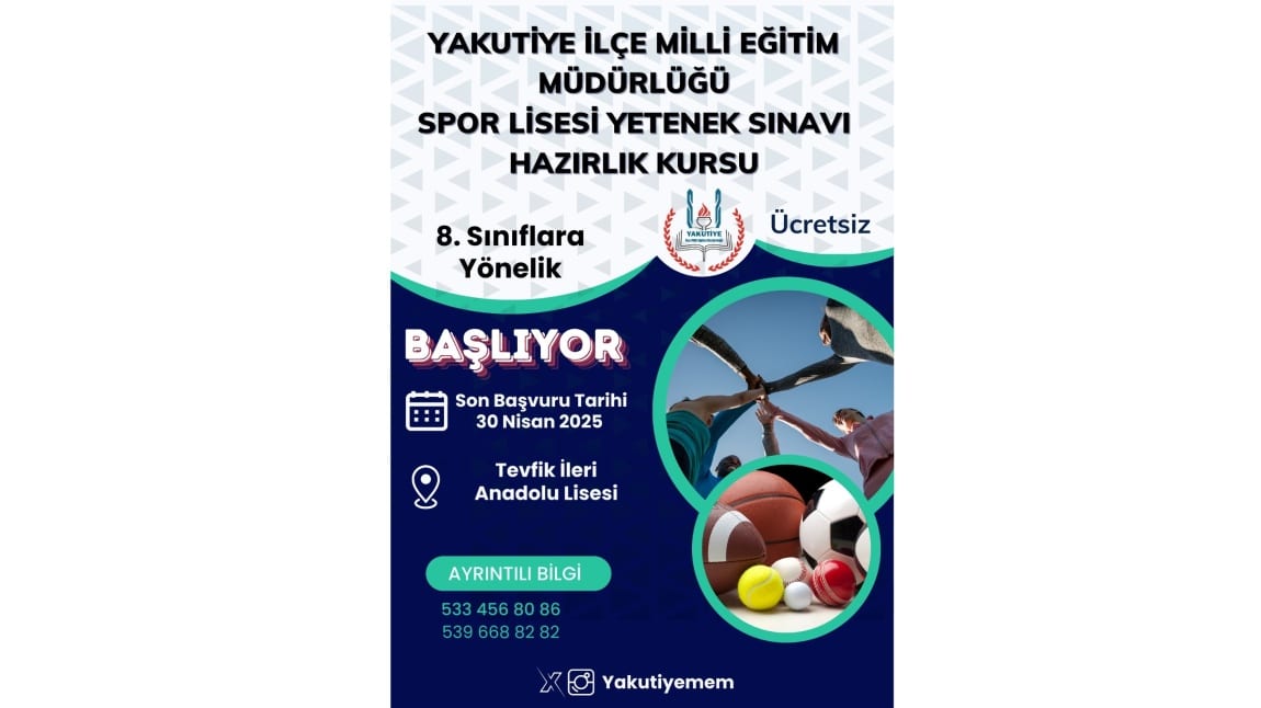 Spor Lisesi Yetenek Sınavı için Ücretsiz Hazırlık Kursu